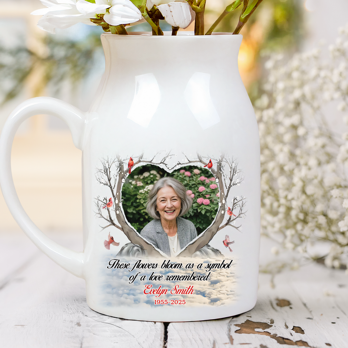 Symbol Of Love - Personalized Ceramic Flower Vase - Sympathy Gift