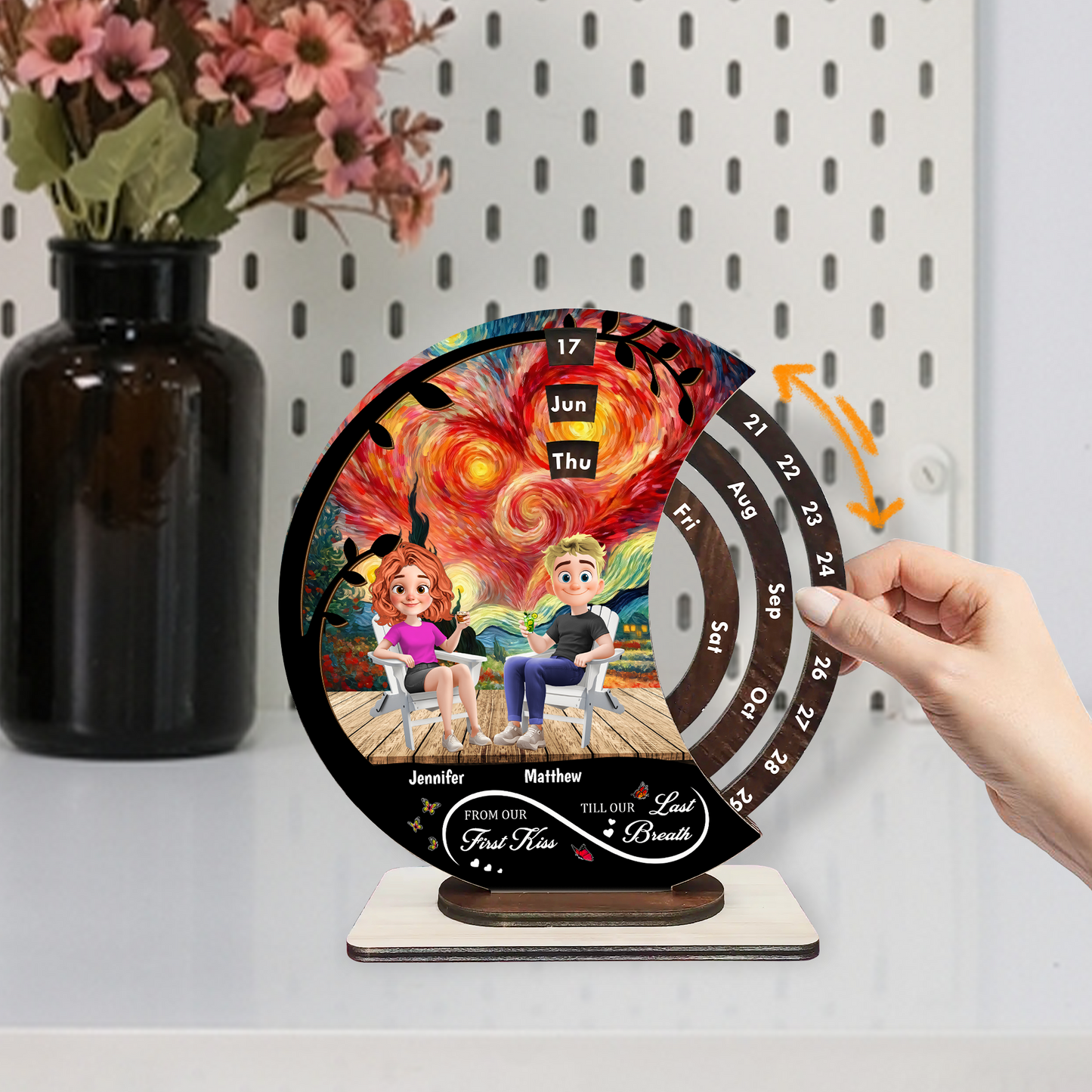 From Our First Kiss - Personalized Spinning Perpetual Desk Calendar