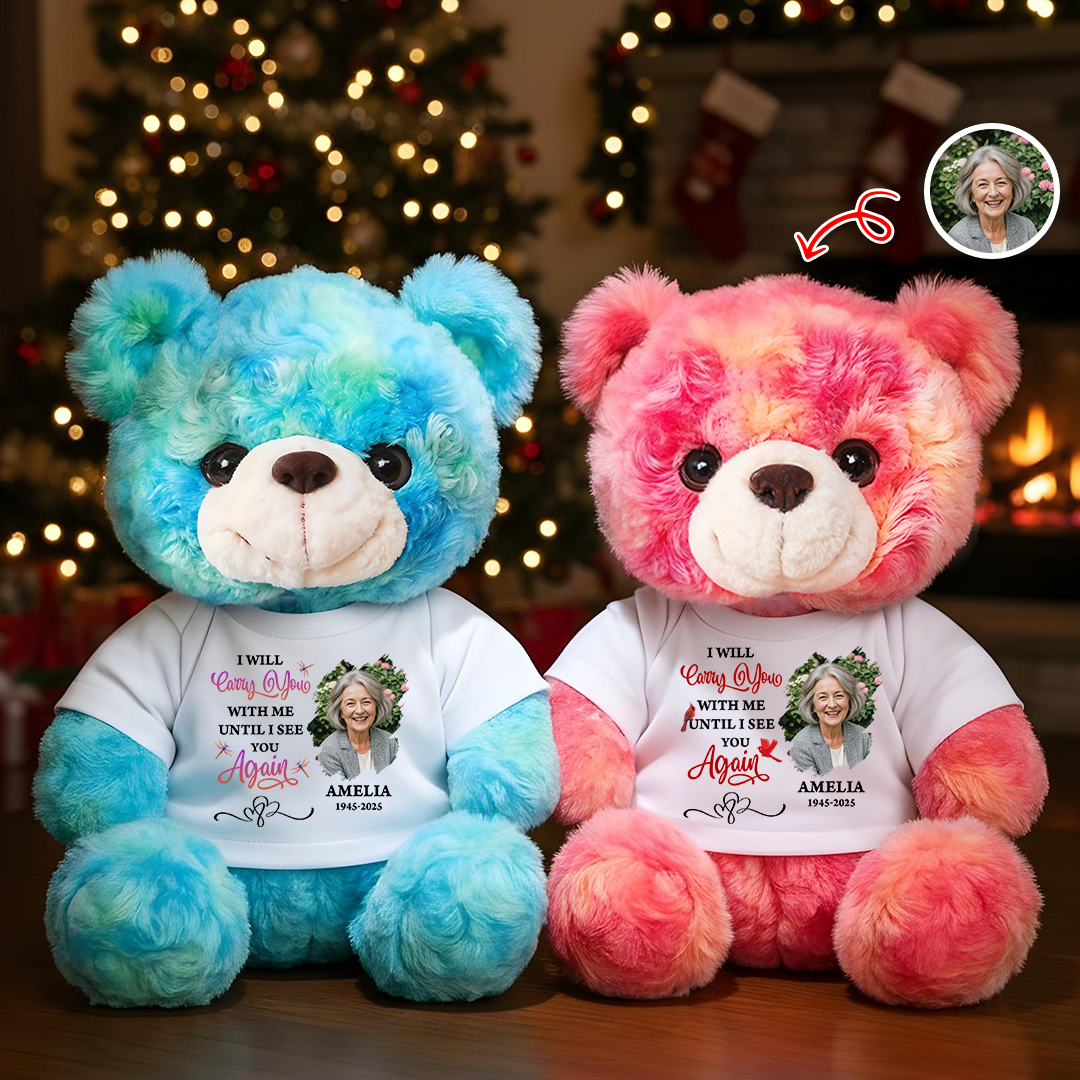 I Will Carry You With Me Custom Teddy Bear – Personalized Memorial Plush Keepsake, Sympathy Gift, Remembrance Bear for Loved One in Heaven