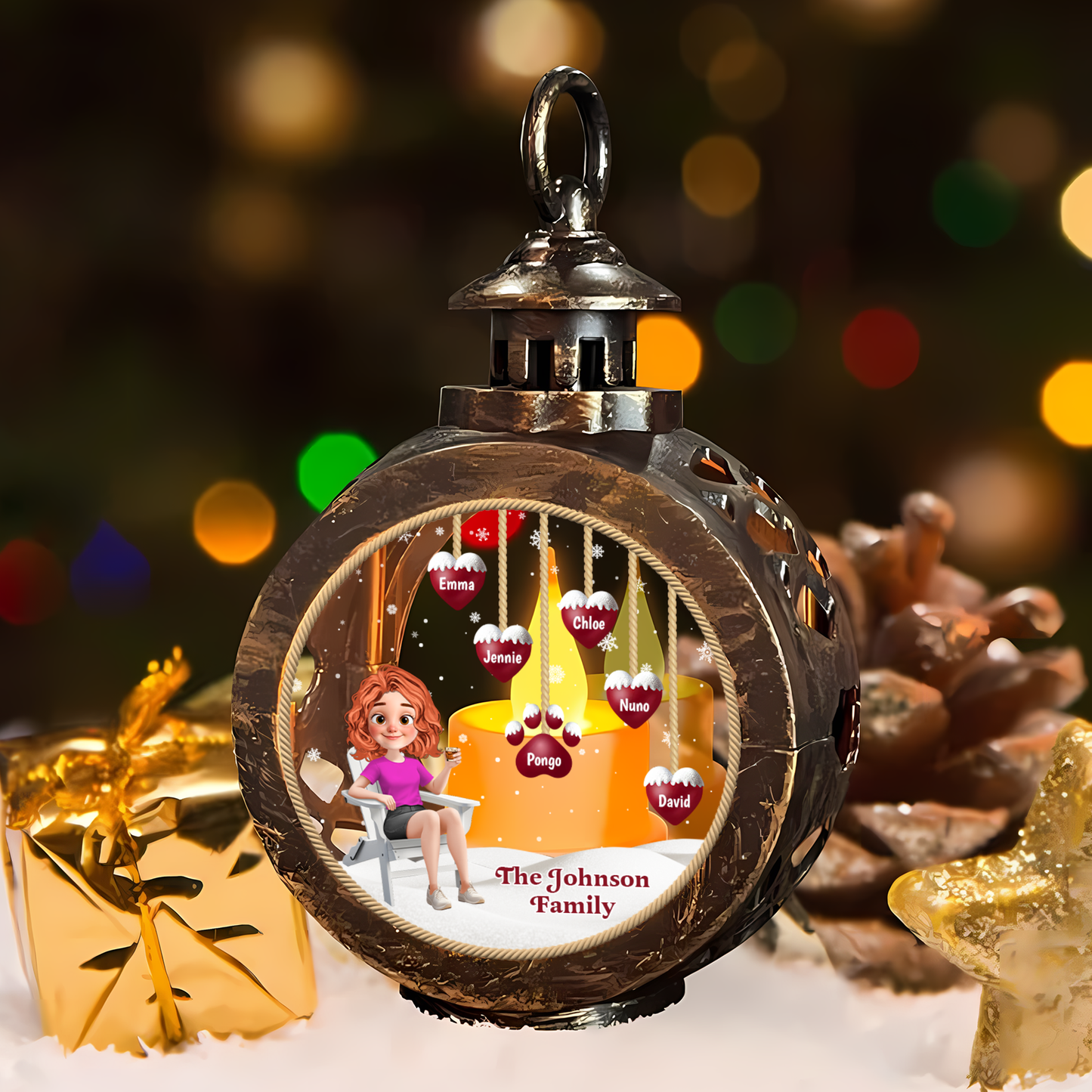 Our Family - Custom Candlelight Lantern Ornament