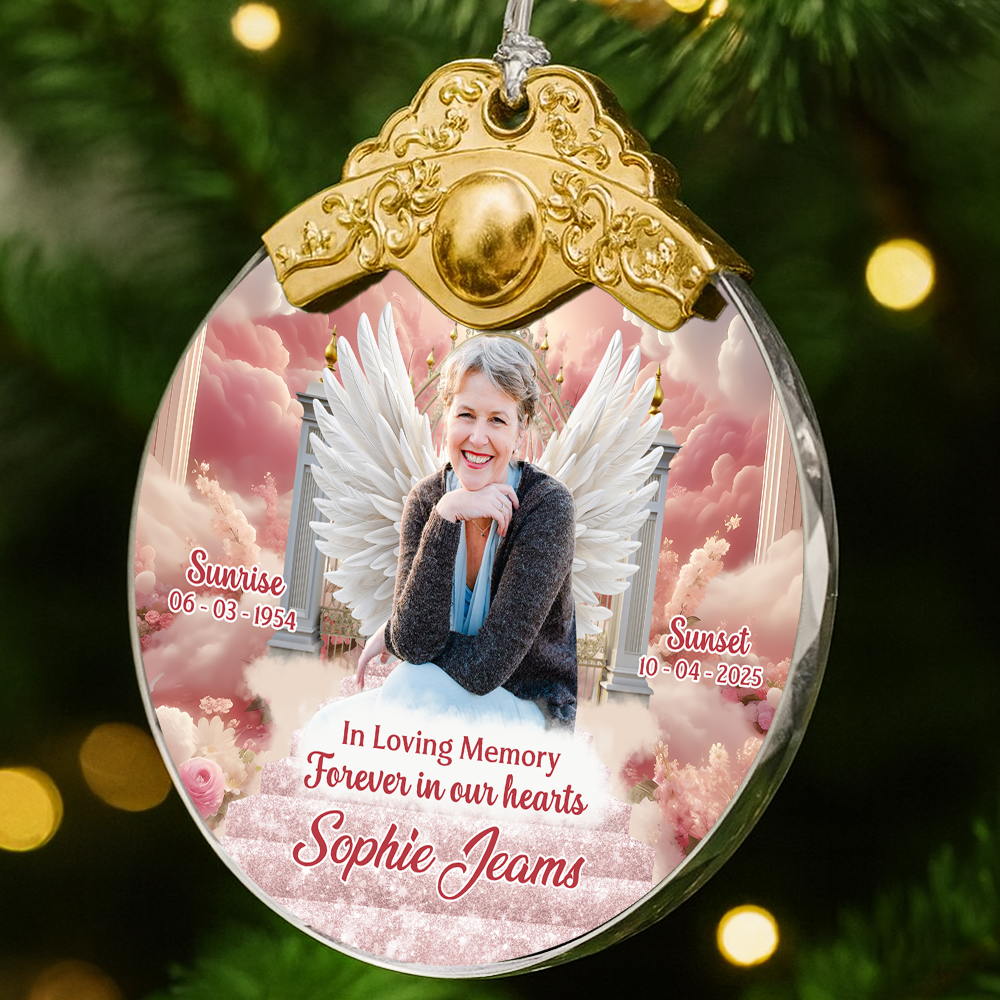 In Loving Memory - Personalized Glass Ornament With Silver and Gold Cap