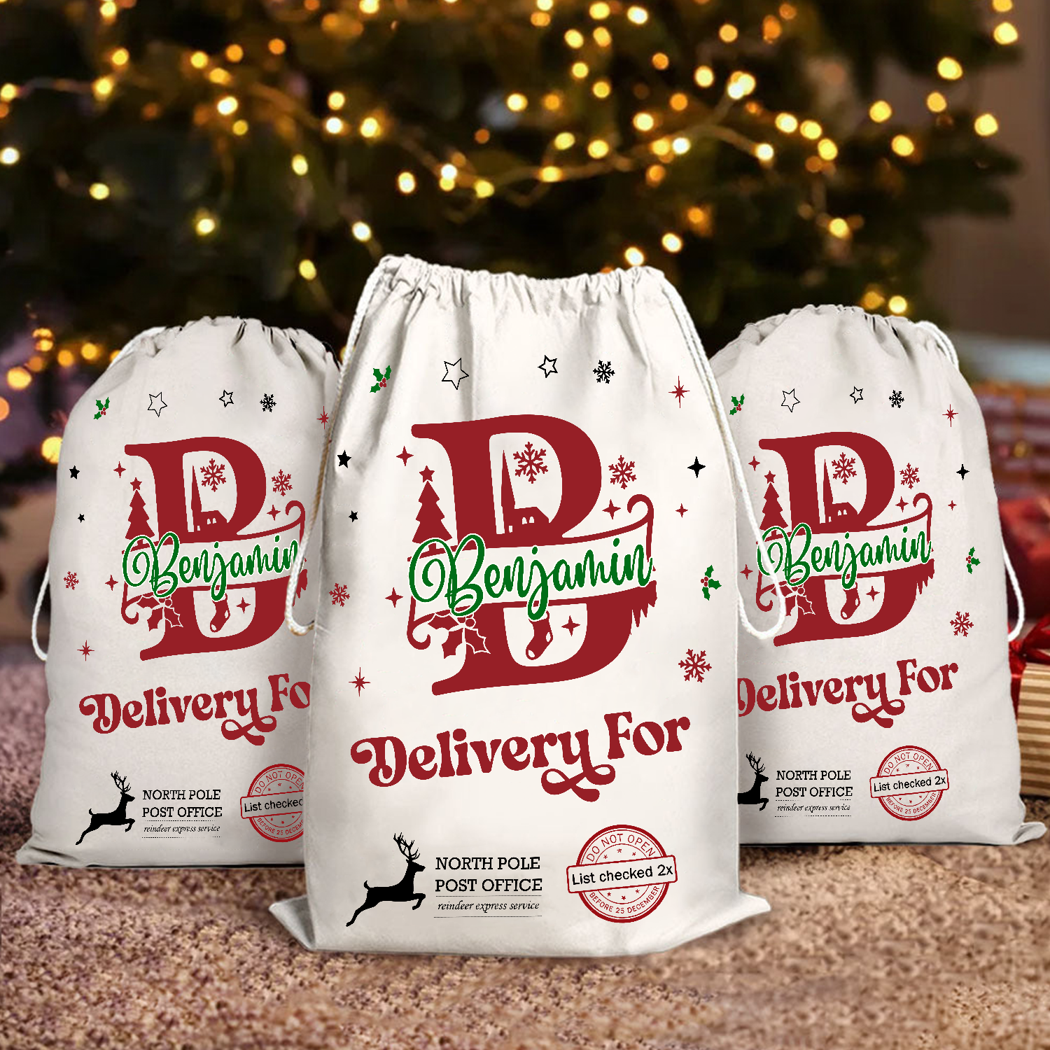 Merry Christmas Sack Delivery For - Customized Canvas Drawstring Bags