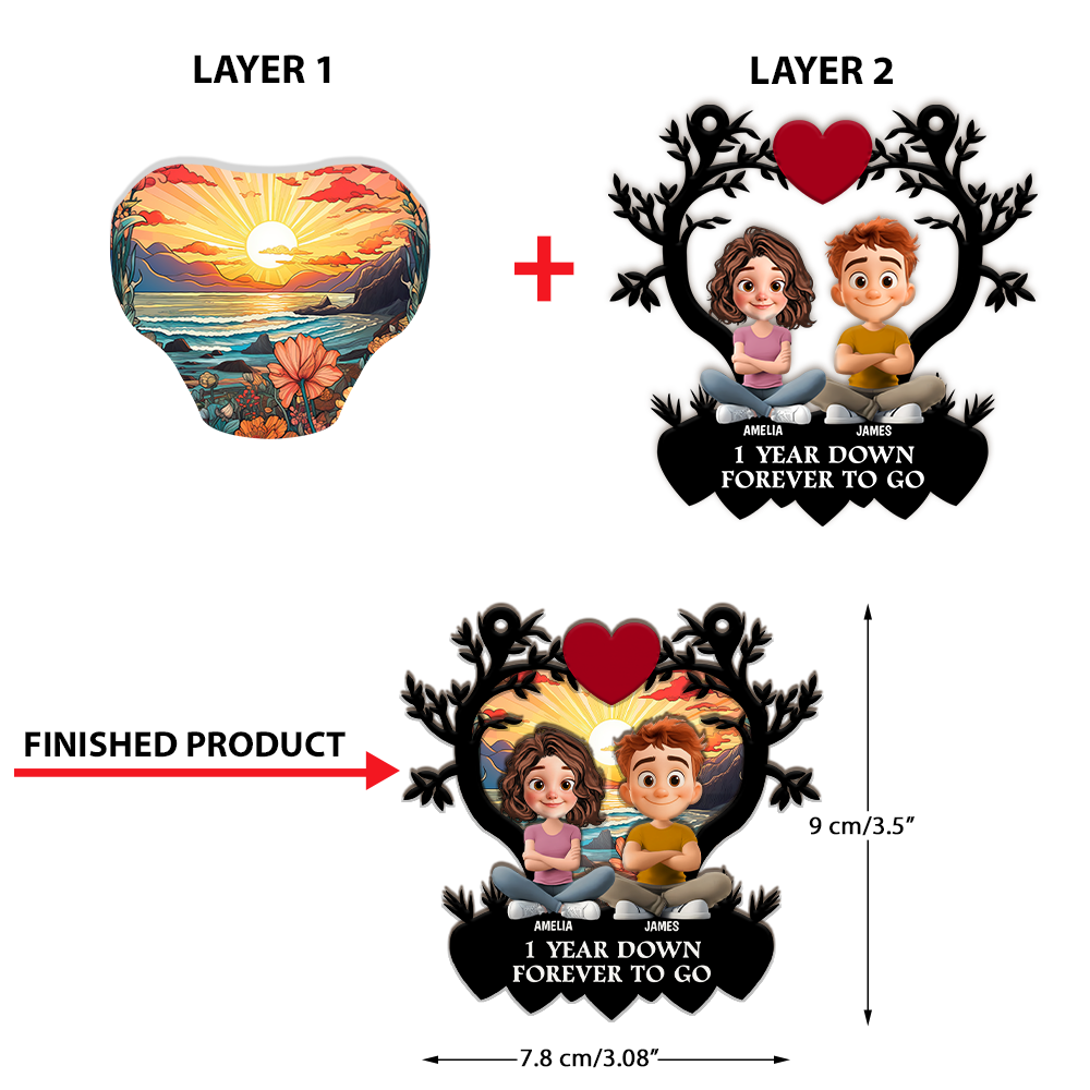 Together Forever - Custom Double Layer Wooden Ornament