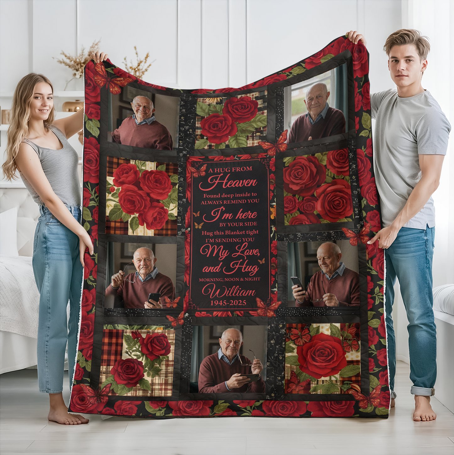 A Hug From Heaven Rose - Memorial Personalized Custom Blanket