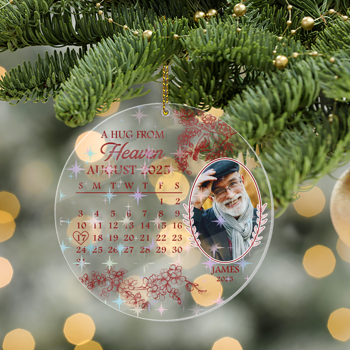 A Hug From Heaven The Date - Custom Shape Hologram Ornament