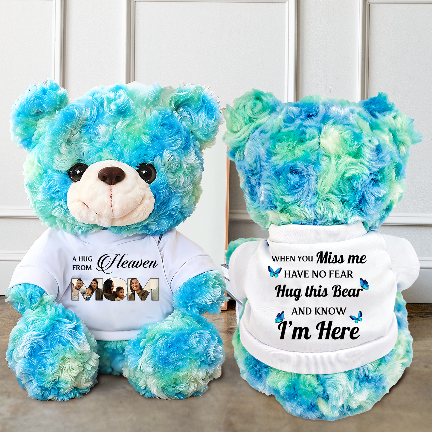 Mom and Dad A hug From Heaven - Memorial Personalized Custom Teddy Bear Plush