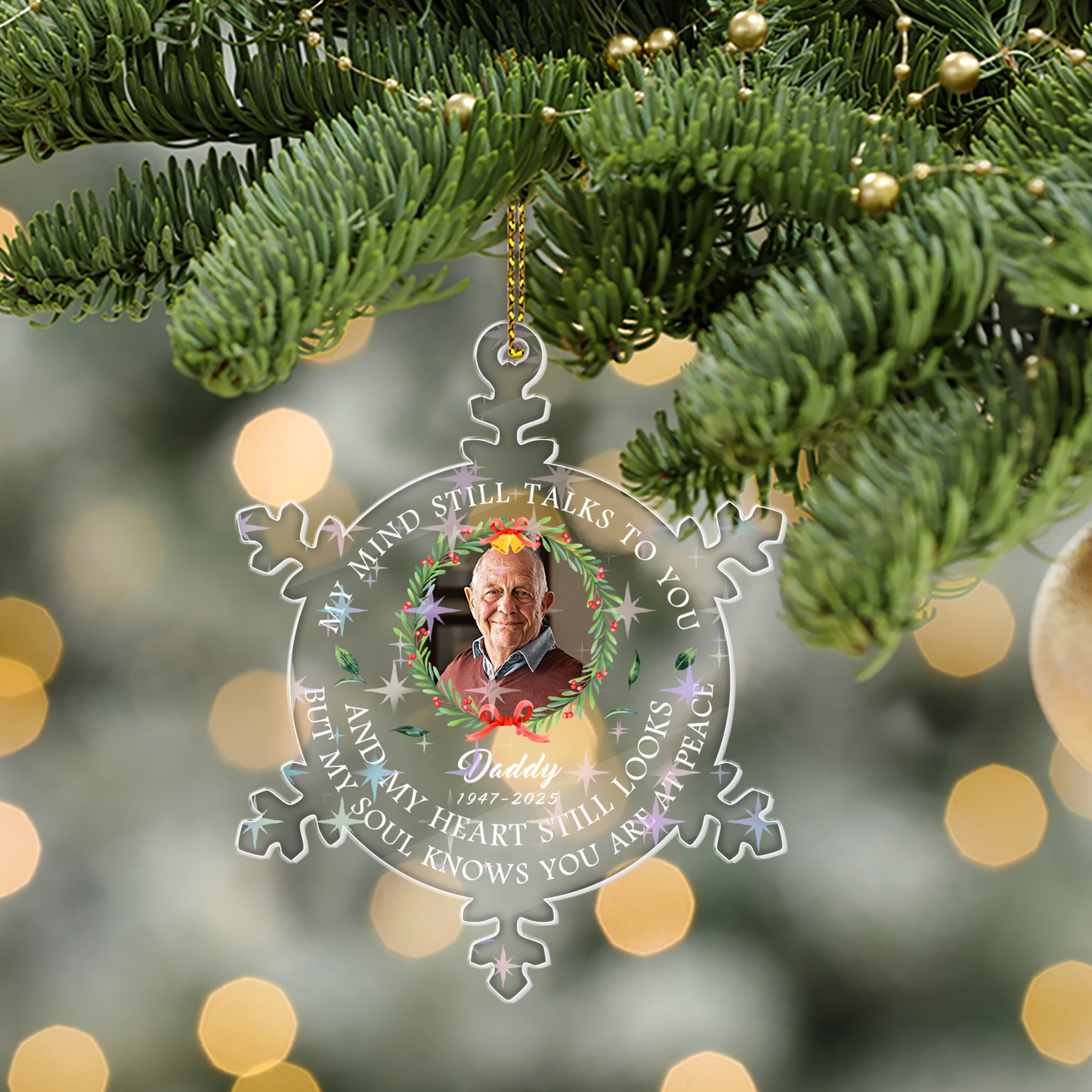 Custom Photo My Mind Still Talks To You Memorial - Custom Shape Hologram Ornament
