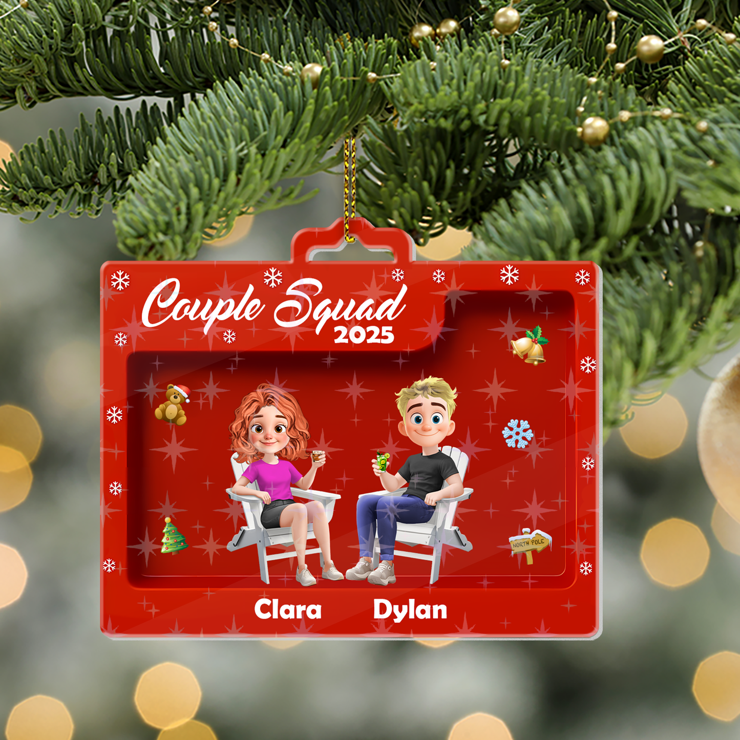 Couple Squad - Custom Shape Hologram Ornament