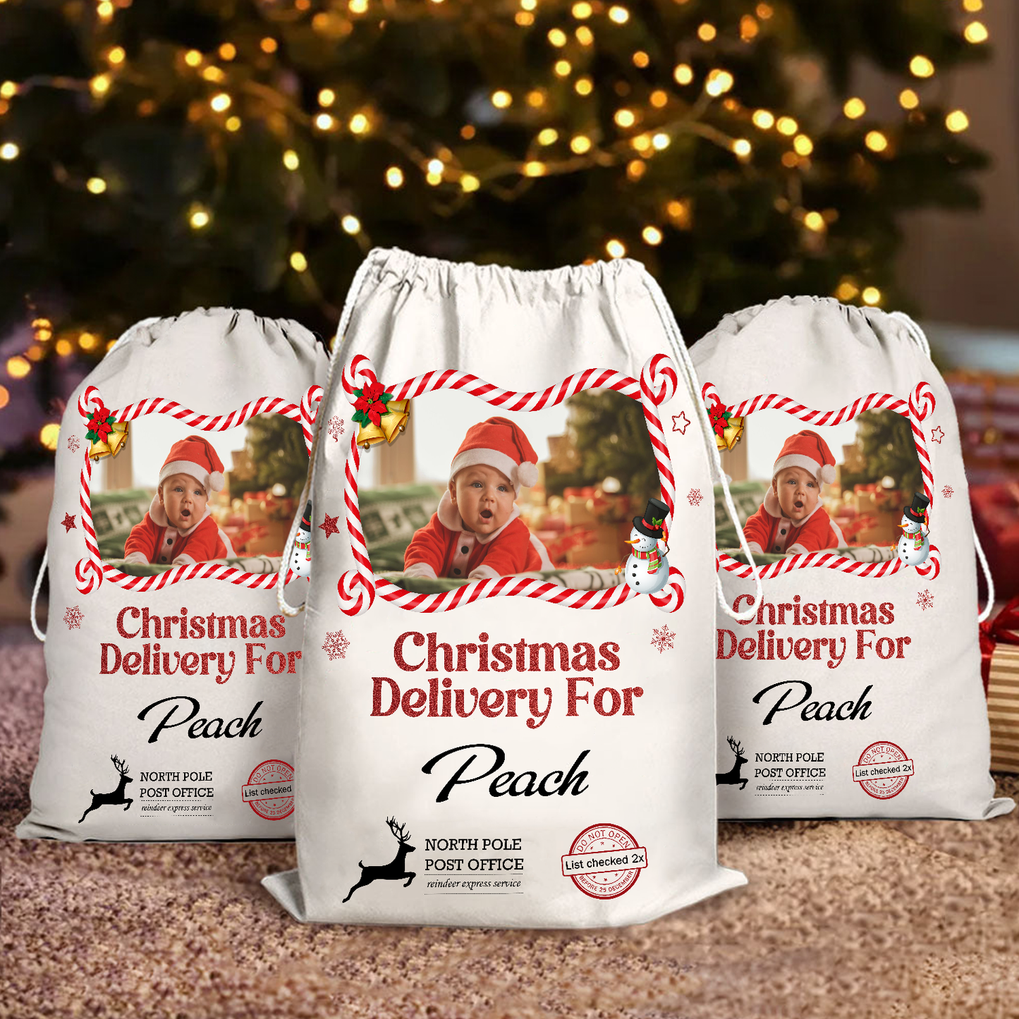 Christmas Bag Special Delivery Candy - Customized Canvas Drawstring Bags
