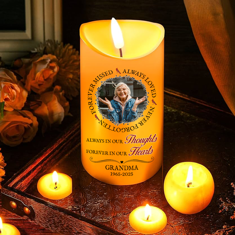 Forever In Our Hearts Memorial Gift - Personalized Custom LED Candle