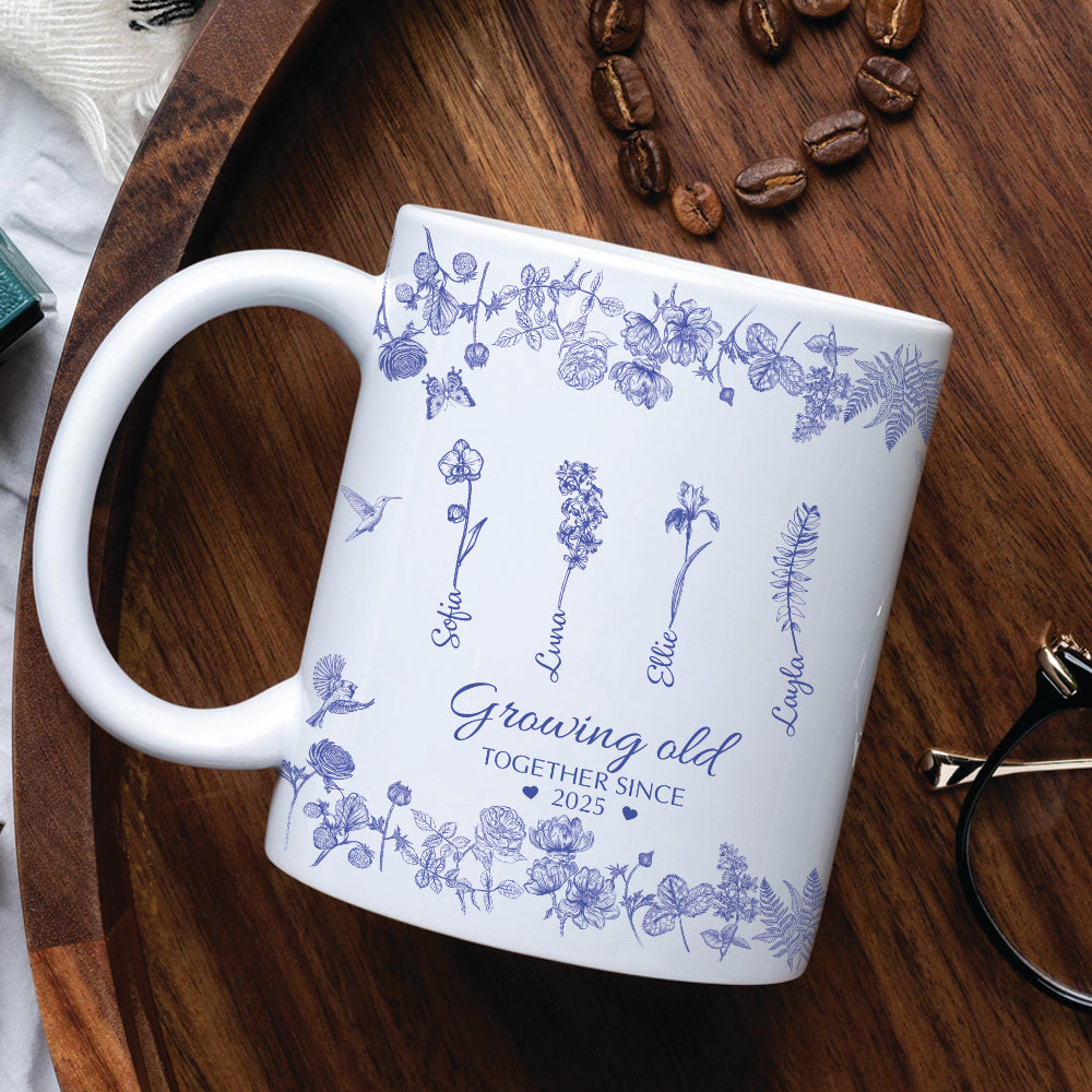 Growing Old Together Flower - Personalized Custom Mug