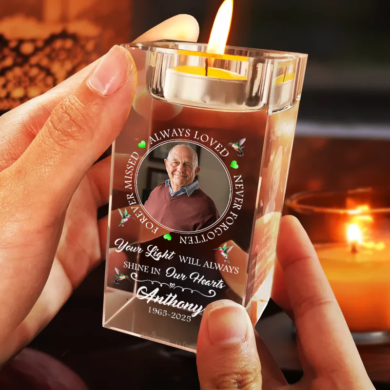 Always Loved Never Forgotten - Personalized Crystal Candle Holder