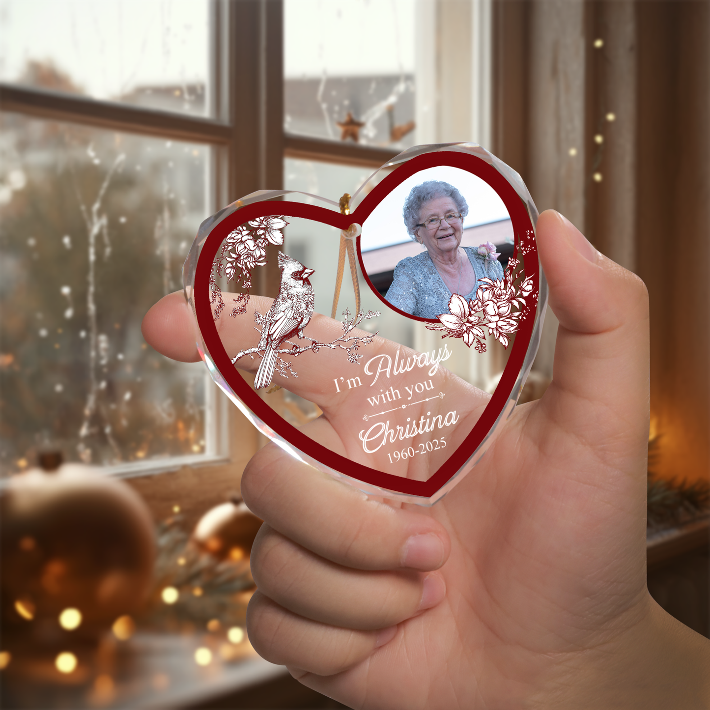 Cardinal I'm Always With You - Personalized Custom Glass Ornament