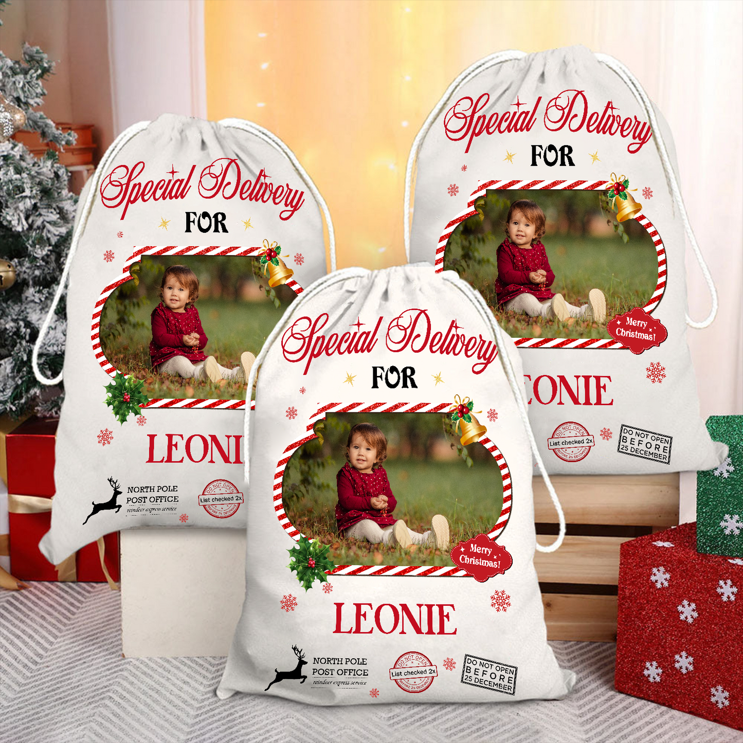 Christmas Bag Special Delivery - Customized Canvas Drawstring Bags