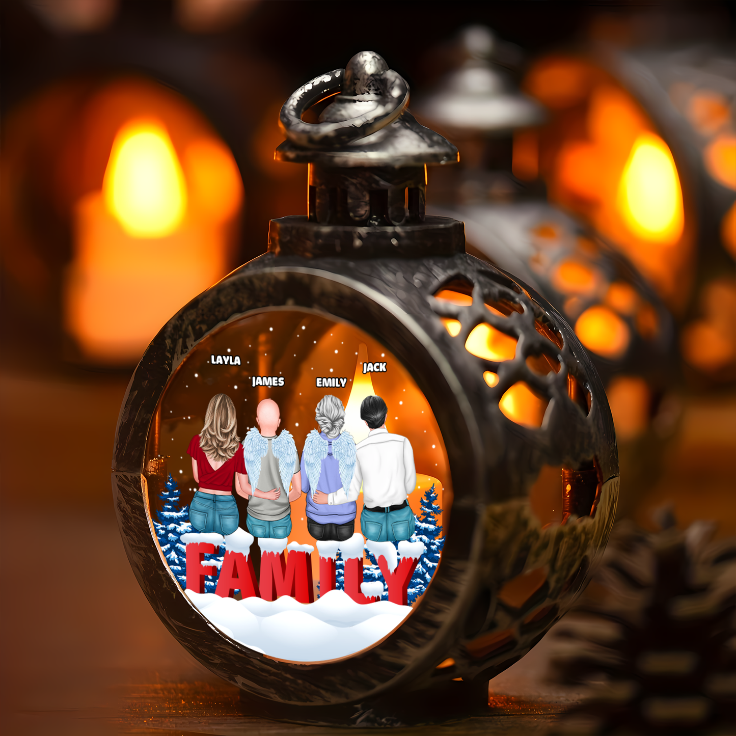 Custom Name and Photo - Memorial Gift - Personalized Candlelight Lantern Ornament