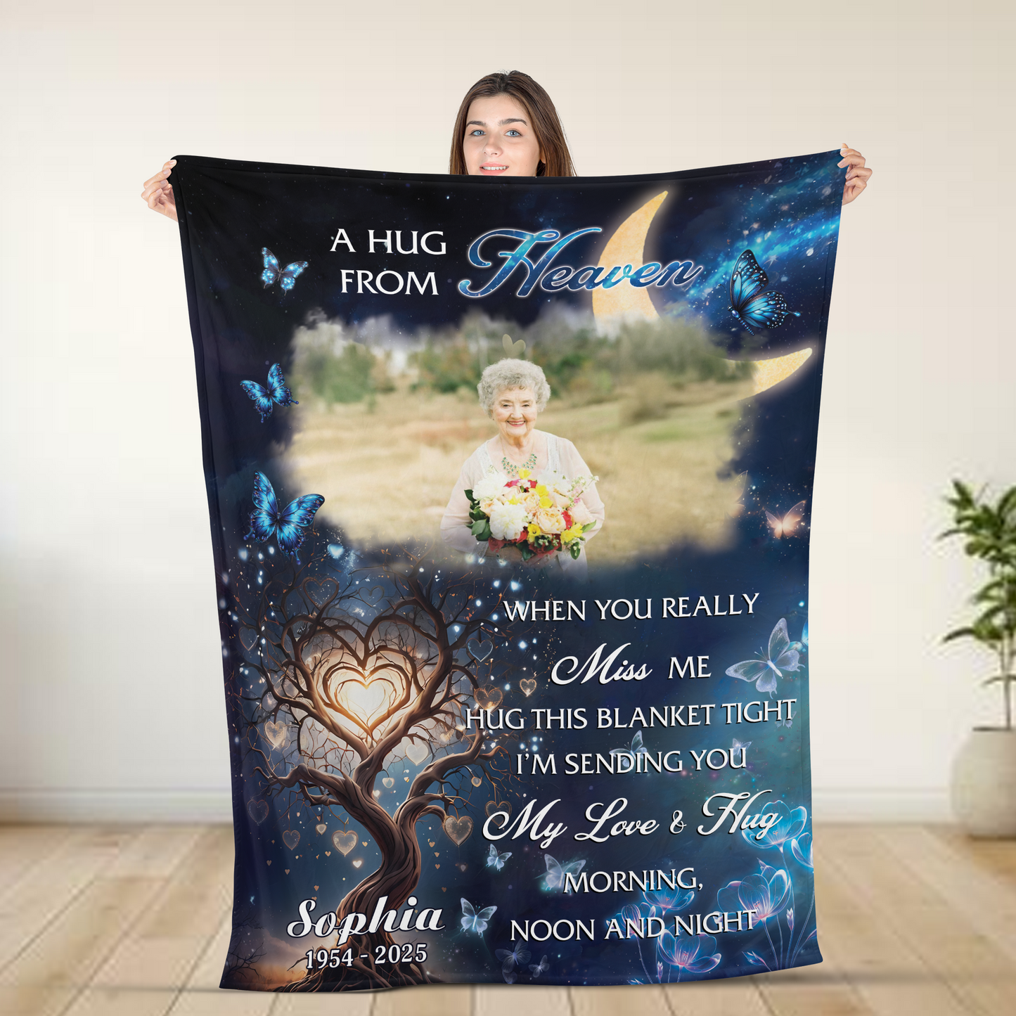 To My Love A Hug From Heaven - Memorial Personalized Custom Blanket Gift
