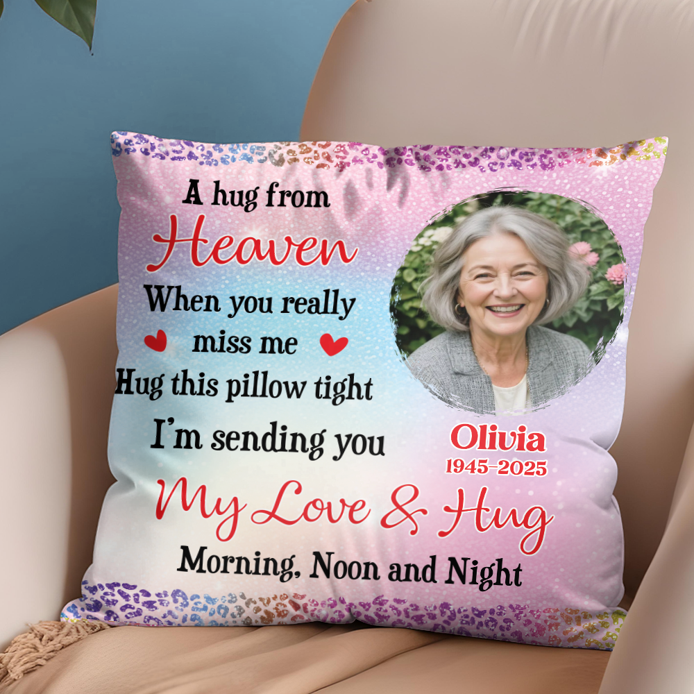 A Hug From Heaven Glitter - Personalized Pillow (Insert Included)