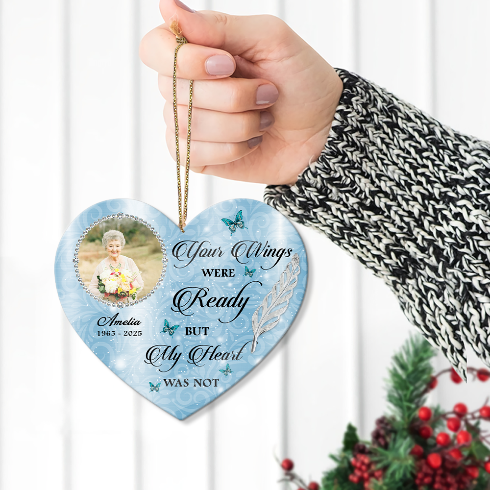 Memorial Butterfly Wings Heart - Personalized Custom Acrylic Ornament