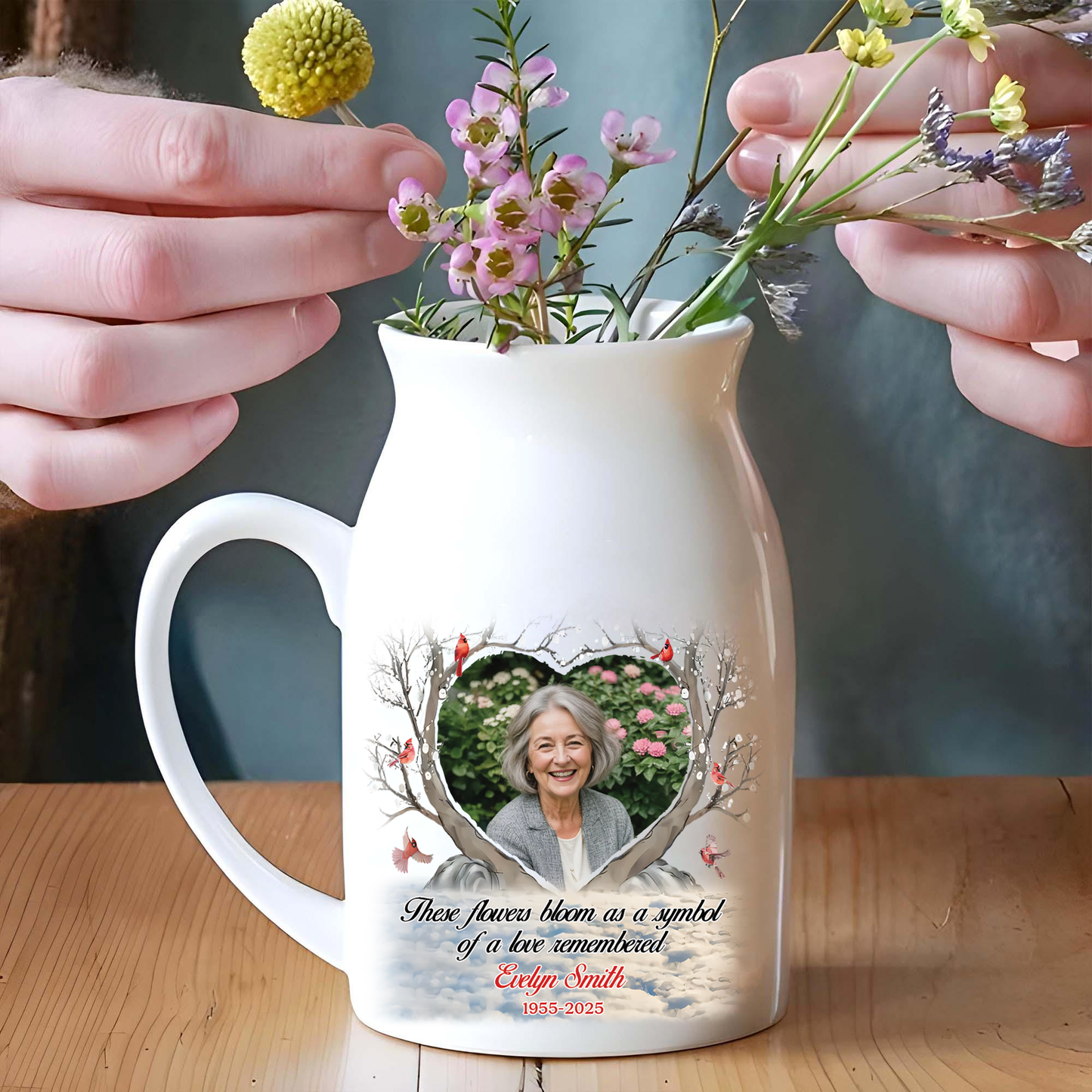 Symbol Of Love - Personalized Ceramic Flower Vase - Sympathy Gift