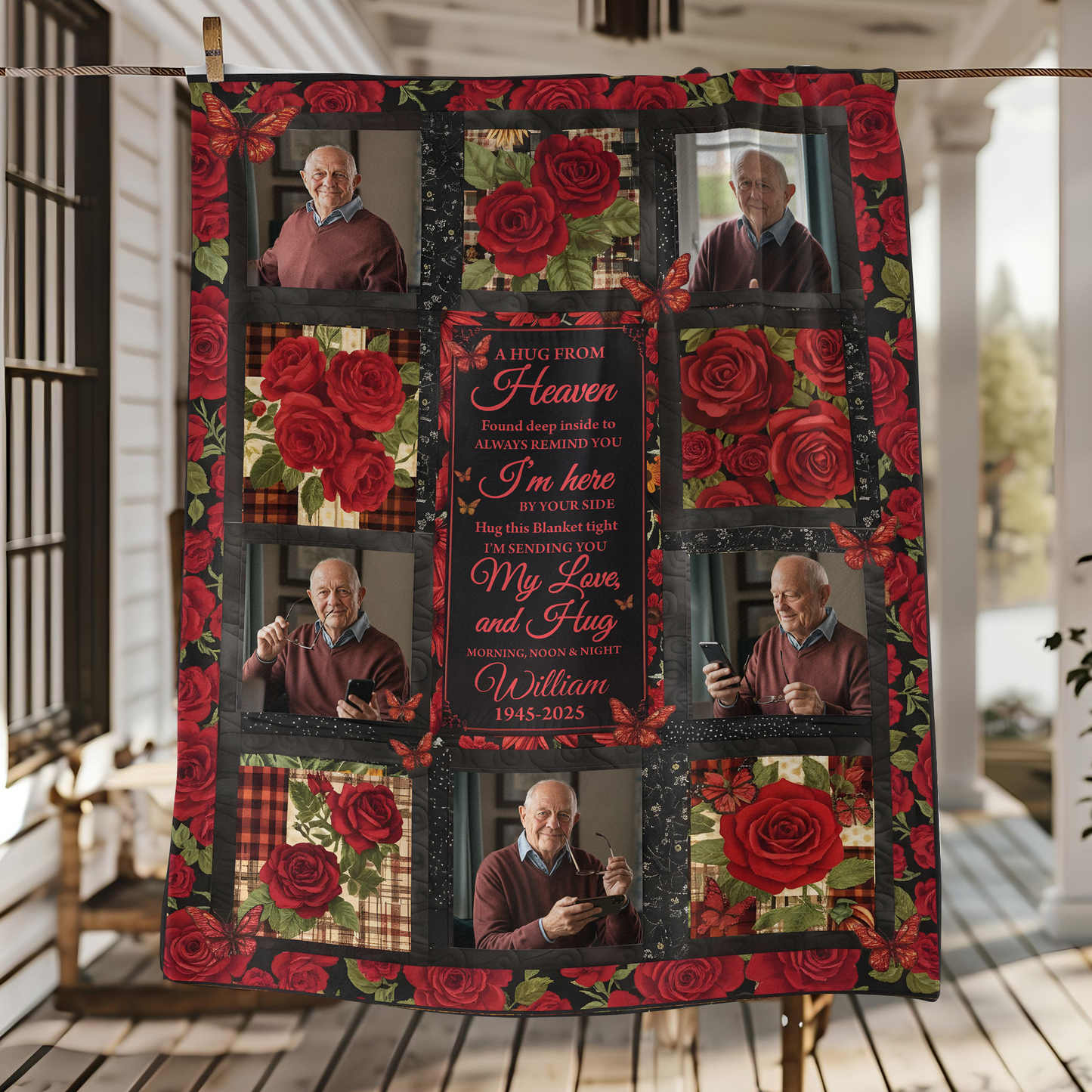 A Hug From Heaven Rose - Memorial Personalized Custom Blanket