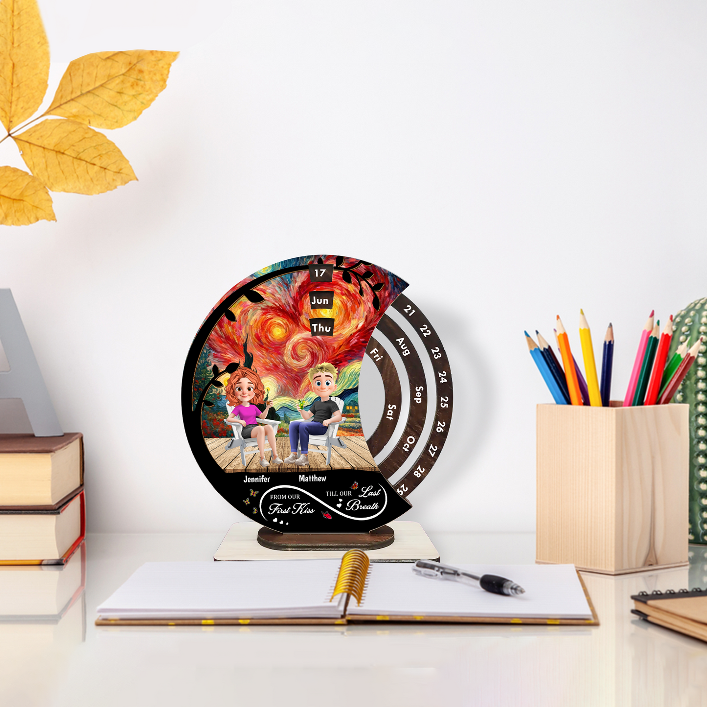 From Our First Kiss - Personalized Spinning Perpetual Desk Calendar