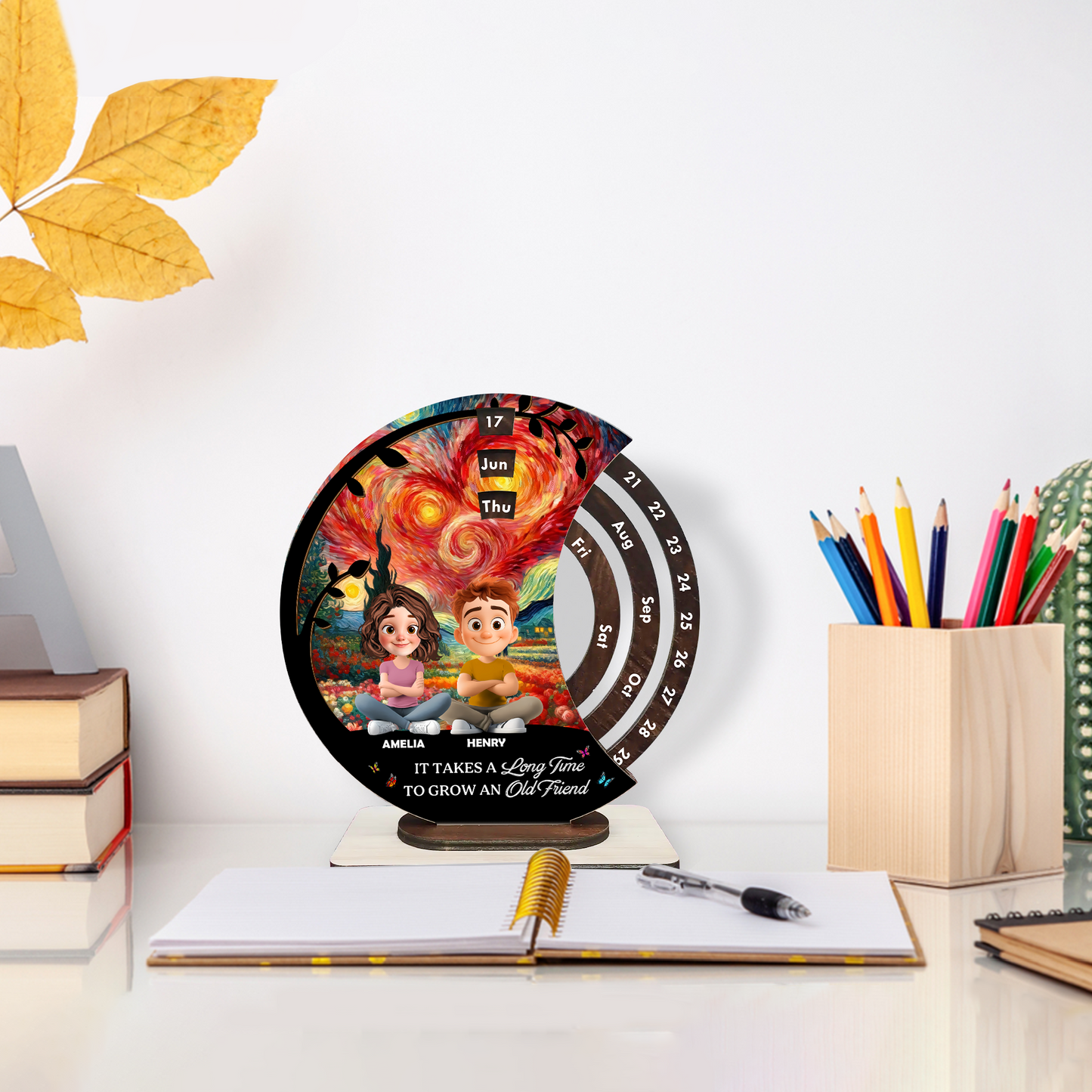Bestie Forever - Personalized Spinning Perpetual Desk Calendar
