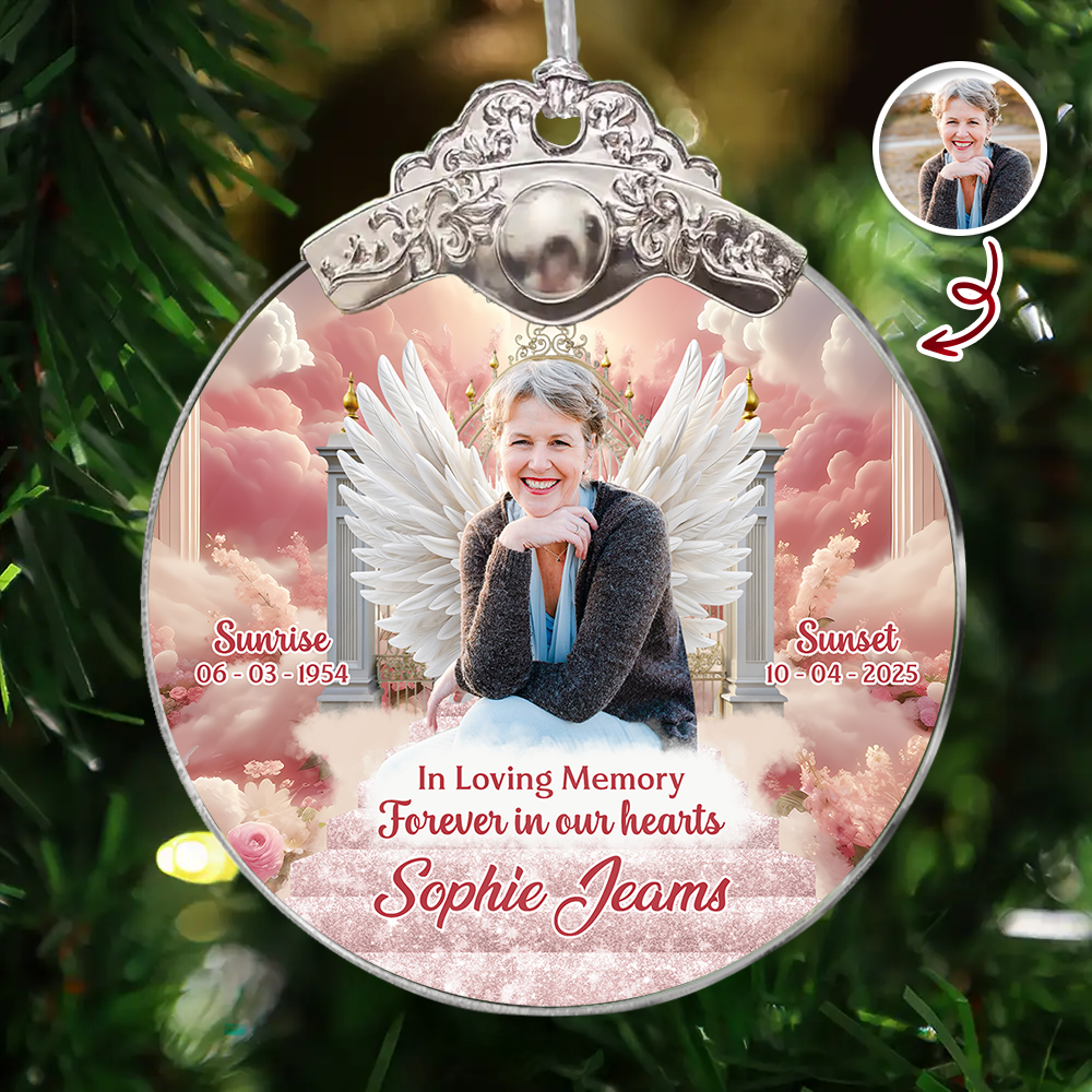 In Loving Memory - Personalized Glass Ornament With Silver and Gold Cap
