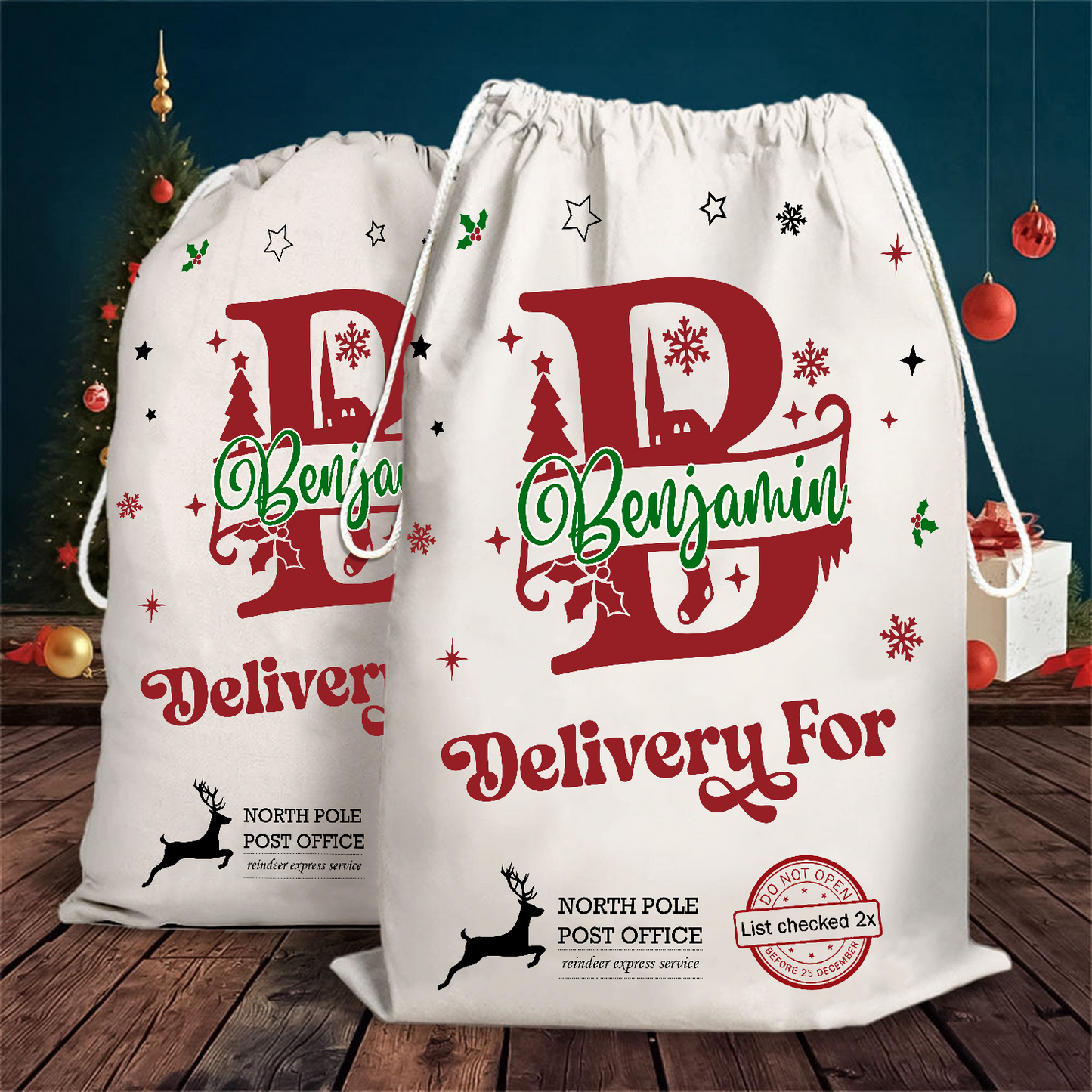 Merry Christmas Sack Delivery For - Customized Canvas Drawstring Bags