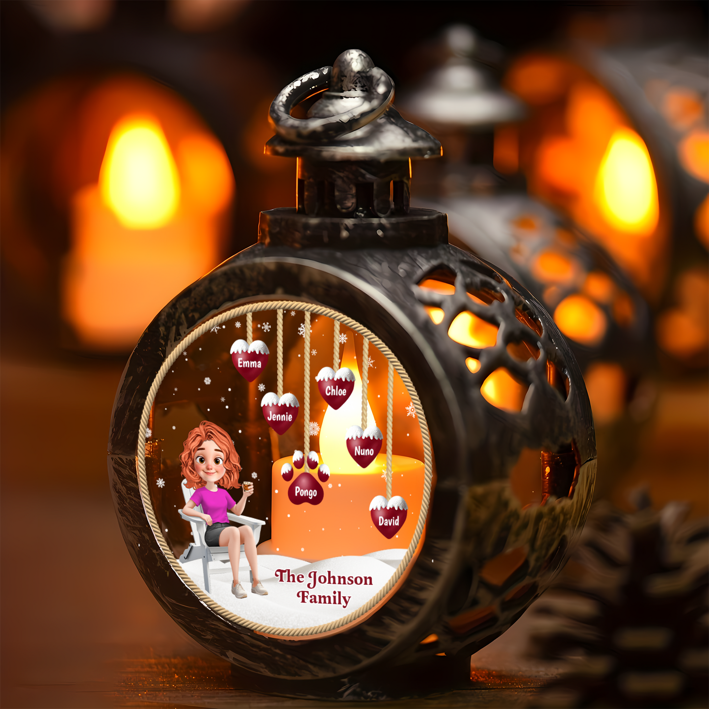 Our Family - Custom Candlelight Lantern Ornament