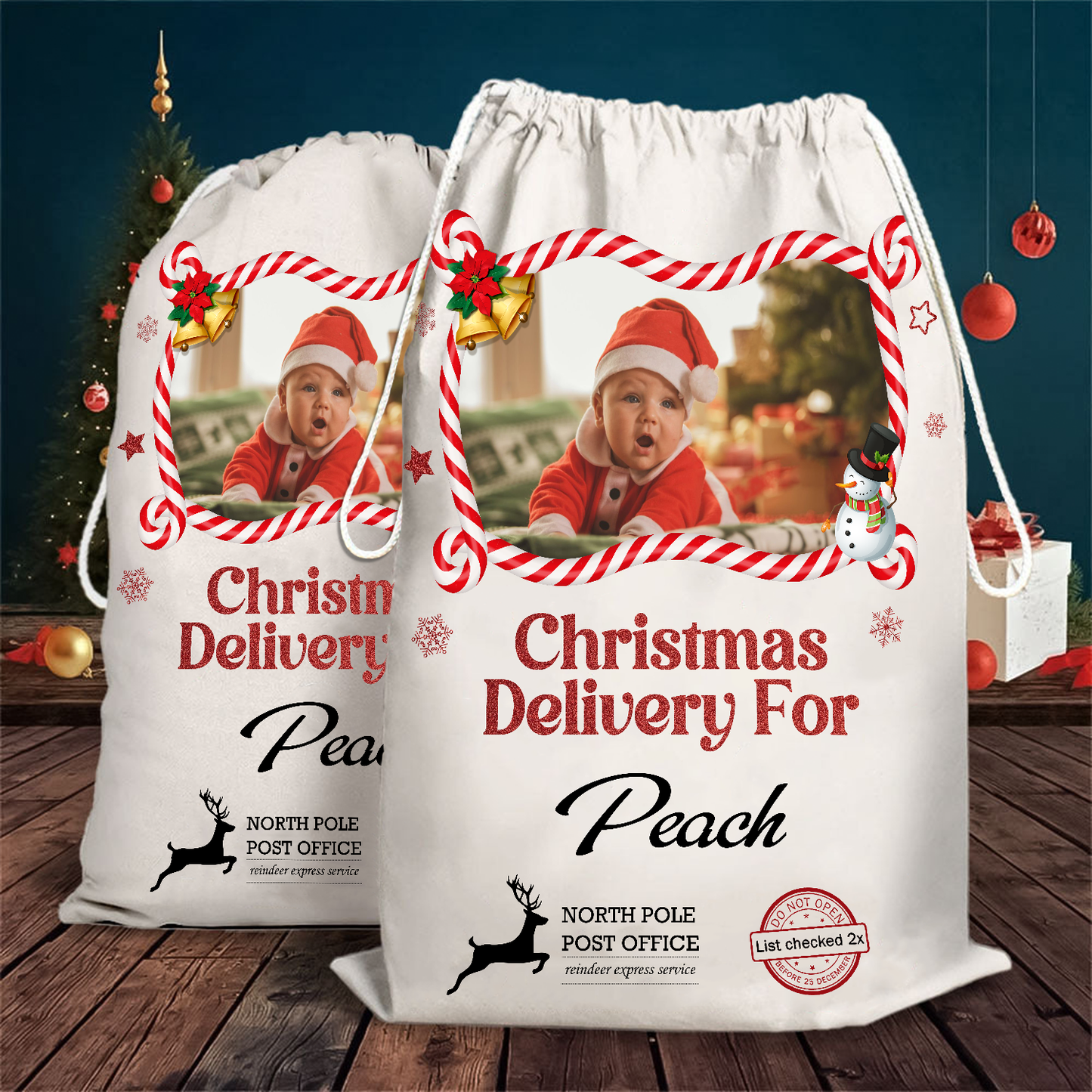 Christmas Bag Special Delivery Candy - Customized Canvas Drawstring Bags