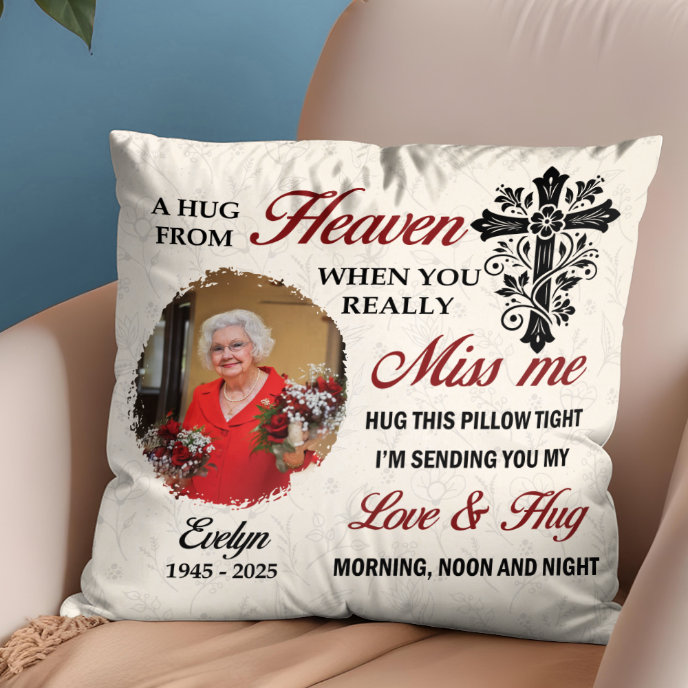 A Hug From Heaven Cross - Personalized Pillow (Insert Included)