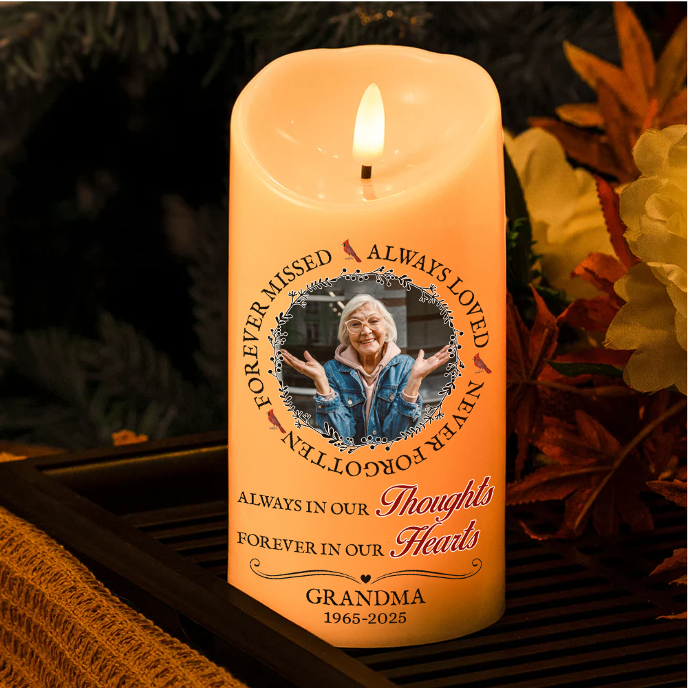 Forever In Our Hearts Memorial Gift - Personalized Custom LED Candle