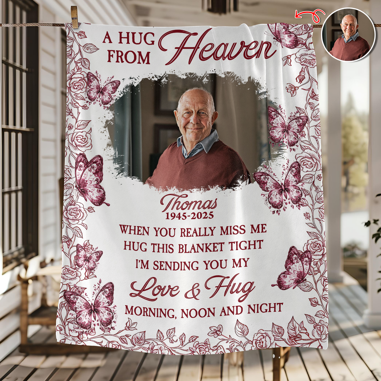 A Hug From Heaven Flower - Memorial Personalized Custom Blanket