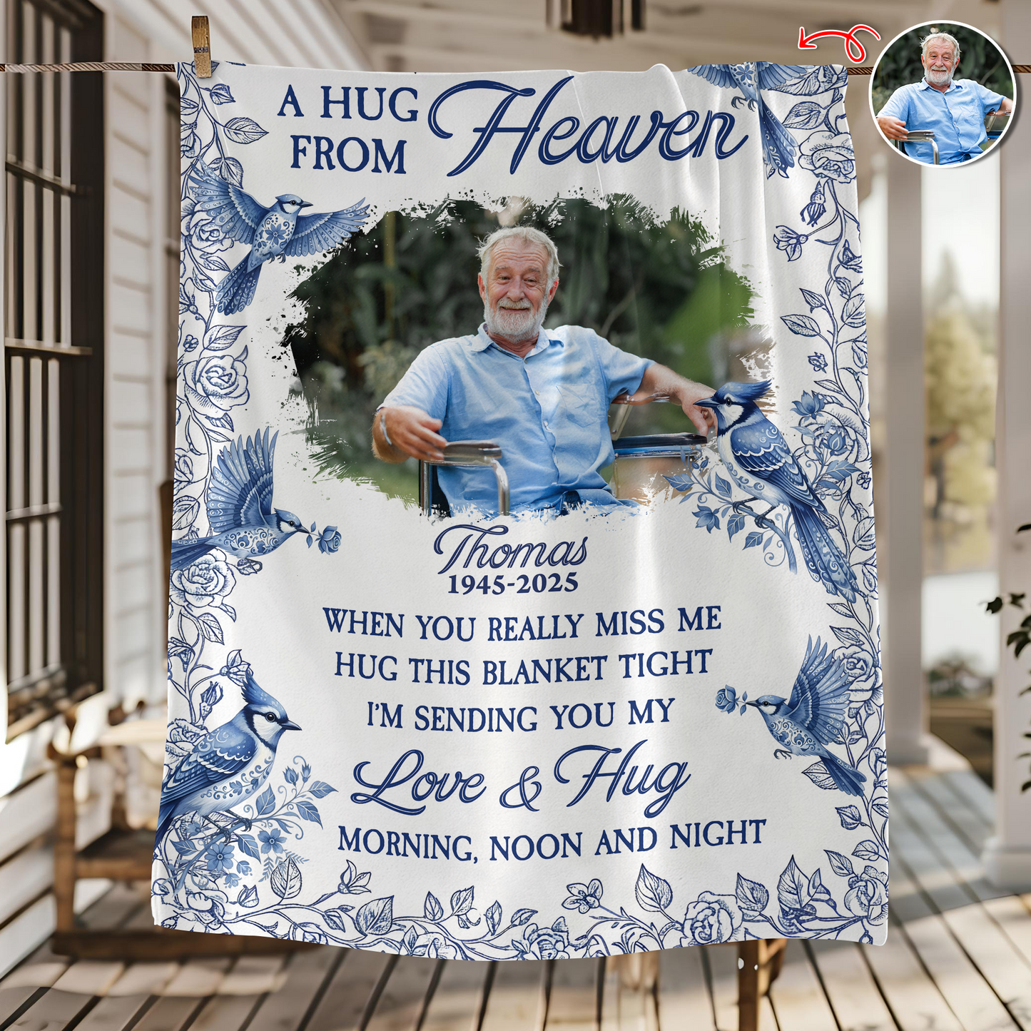 A Hug From Heaven Flower - Memorial Personalized Custom Blanket