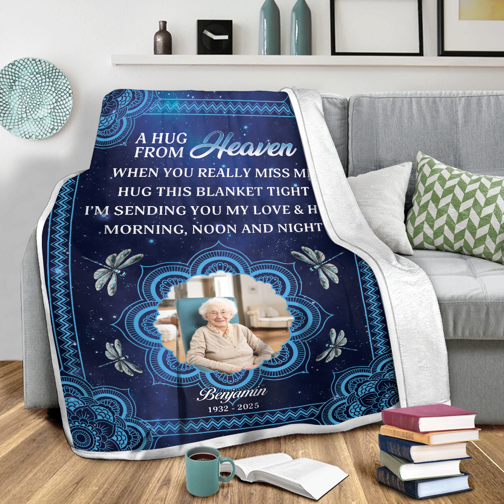 To My Love A Hug From Heaven Mandala - Memorial Personalized Custom Blanket Gift