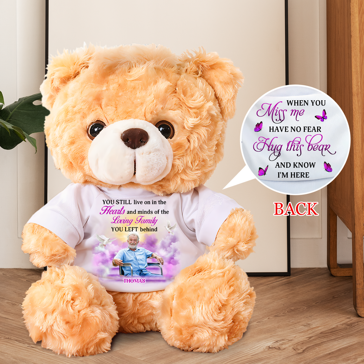 A hug From Heaven Sky - Memorial Personalized Custom Teddy Bear Plush