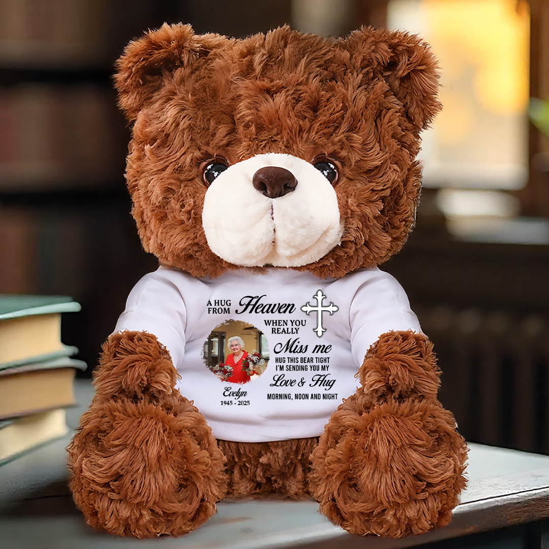 A Hug From Heaven Cross - Memorial Personalized Custom Teddy Bear Plush
