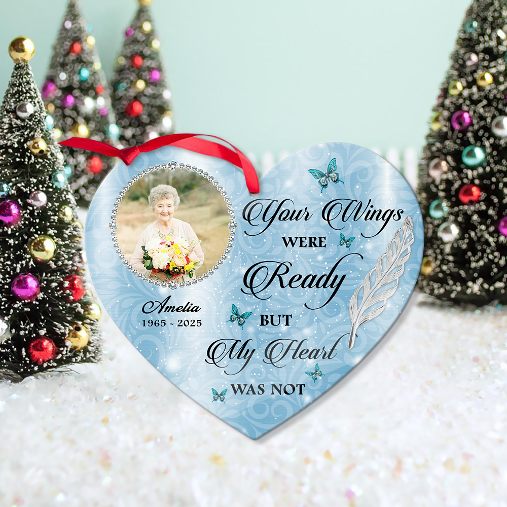 Memorial Butterfly Wings Heart - Personalized Custom Acrylic Ornament