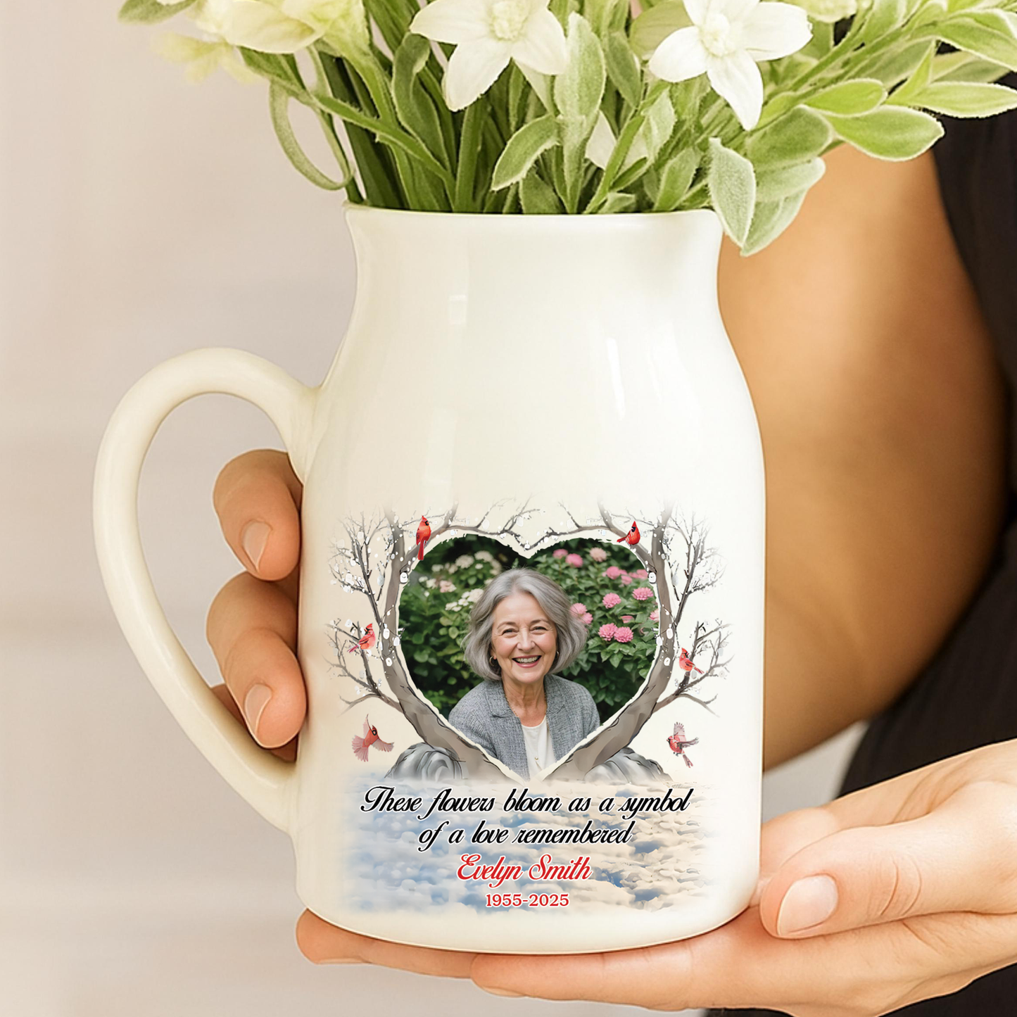 Symbol Of Love - Personalized Ceramic Flower Vase - Sympathy Gift