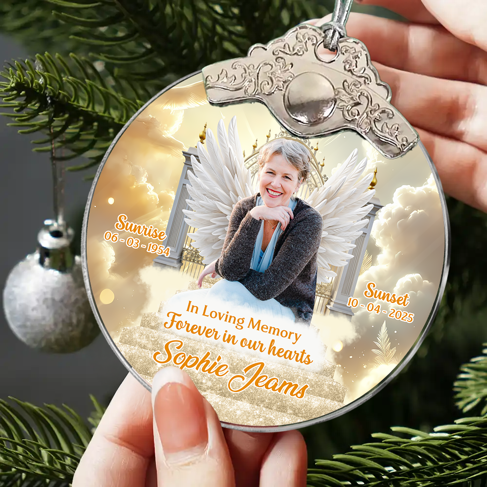 In Loving Memory - Personalized Glass Ornament With Silver and Gold Cap
