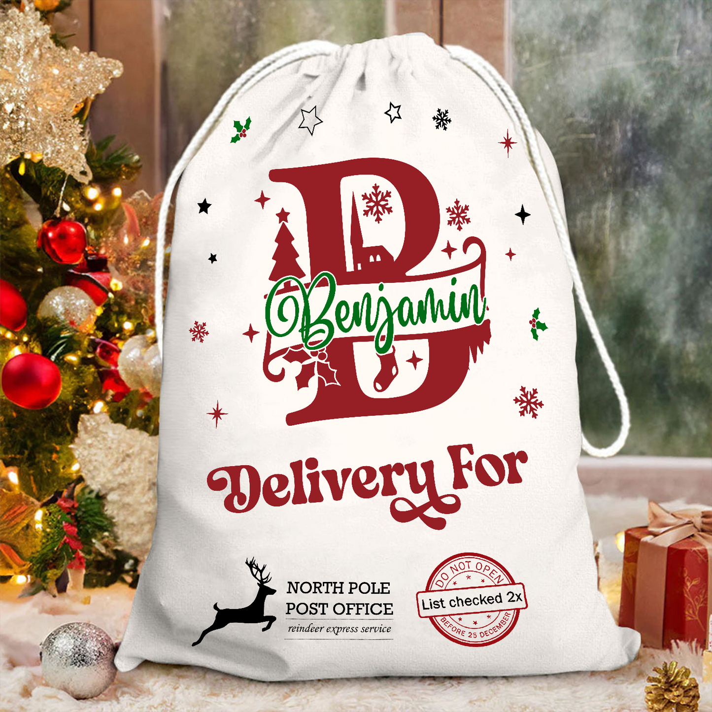 Merry Christmas Sack Delivery For - Customized Canvas Drawstring Bags