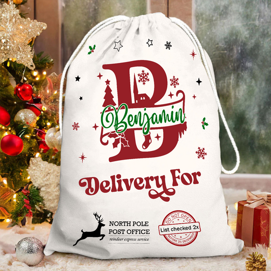 Merry Christmas Sack Delivery For - Customized Canvas Drawstring Bags