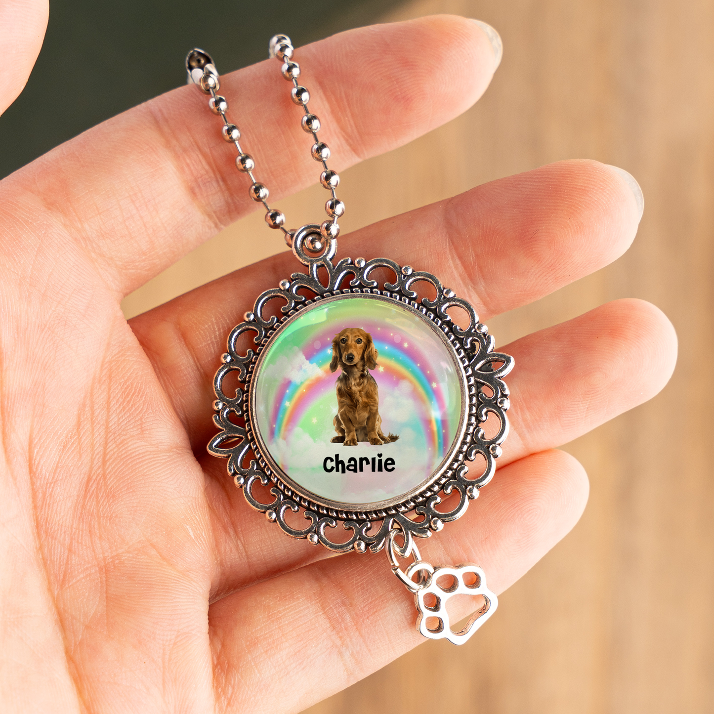 Custom Photo Memorial Gift For Pet Lovers - Personalized Photo Car Ornament With Charm