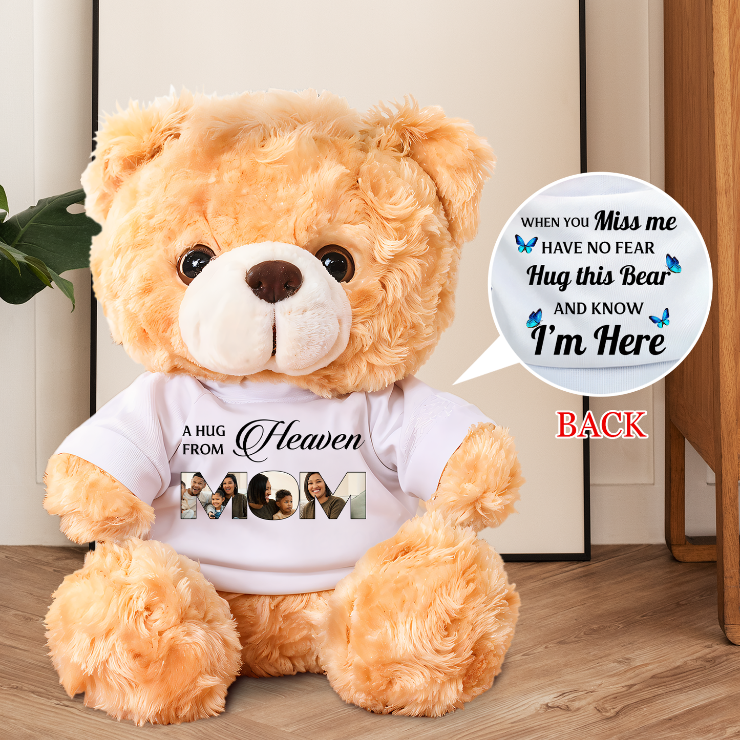 Mom and Dad A hug From Heaven - Memorial Personalized Custom Teddy Bear Plush