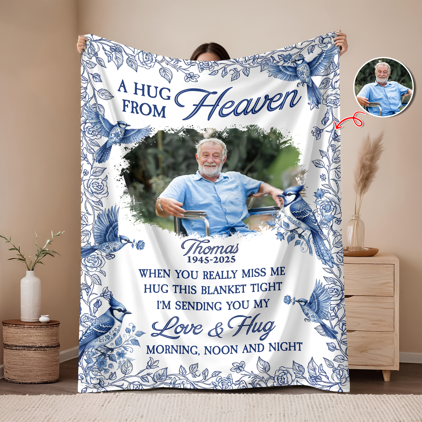 A Hug From Heaven Flower - Memorial Personalized Custom Blanket