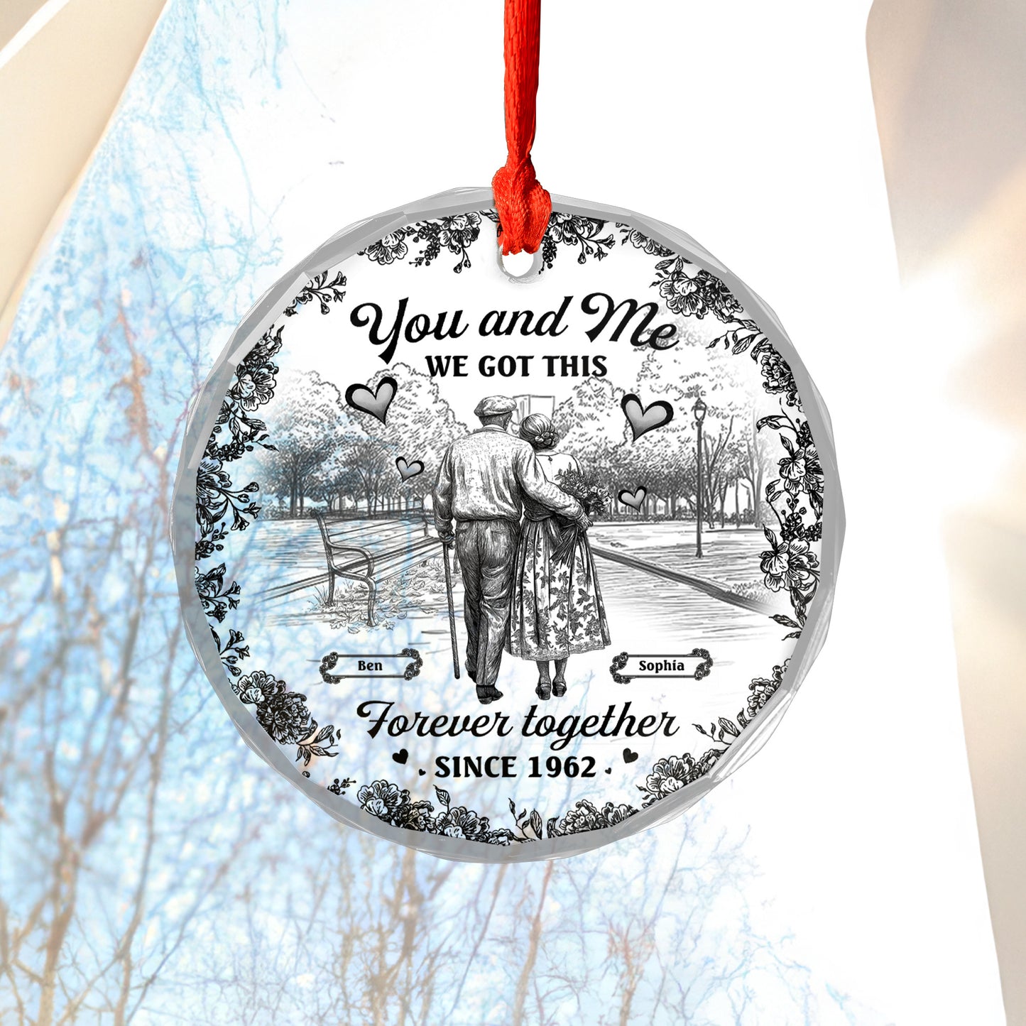 You and Me We Got This Flower - Personalized Custom Glass Ornament