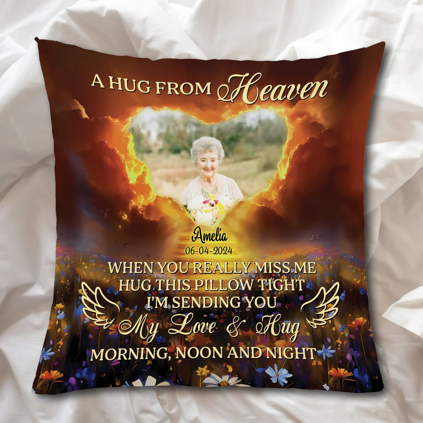 Think Of This Pillow As A Hug From Me From Heaven - Memorial Pillow