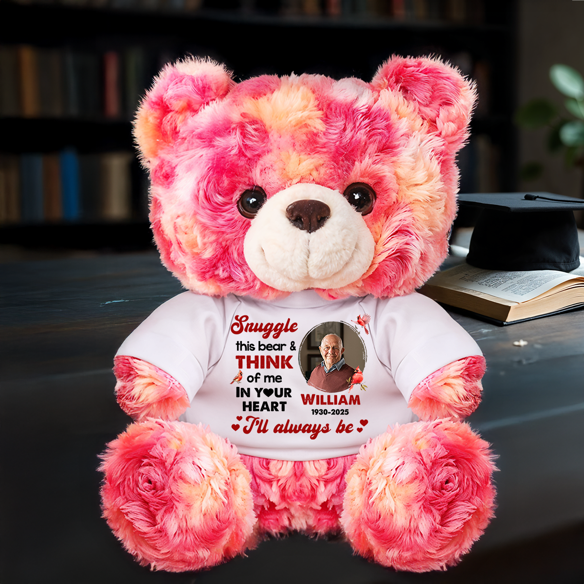 Memorial Teddy Bear Personalized – Think of Me in Your Heart Custom Plush Keepsake, Sympathy Gift, Remembrance Bear for Loss of Loved One
