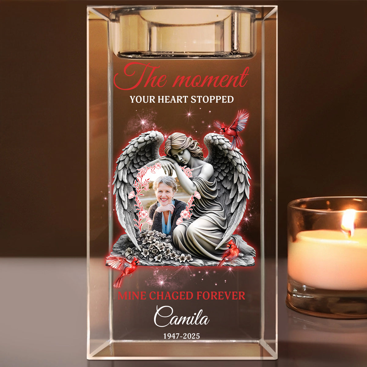The Moment The Heart Shines - Personalized Crystal Candle Holder