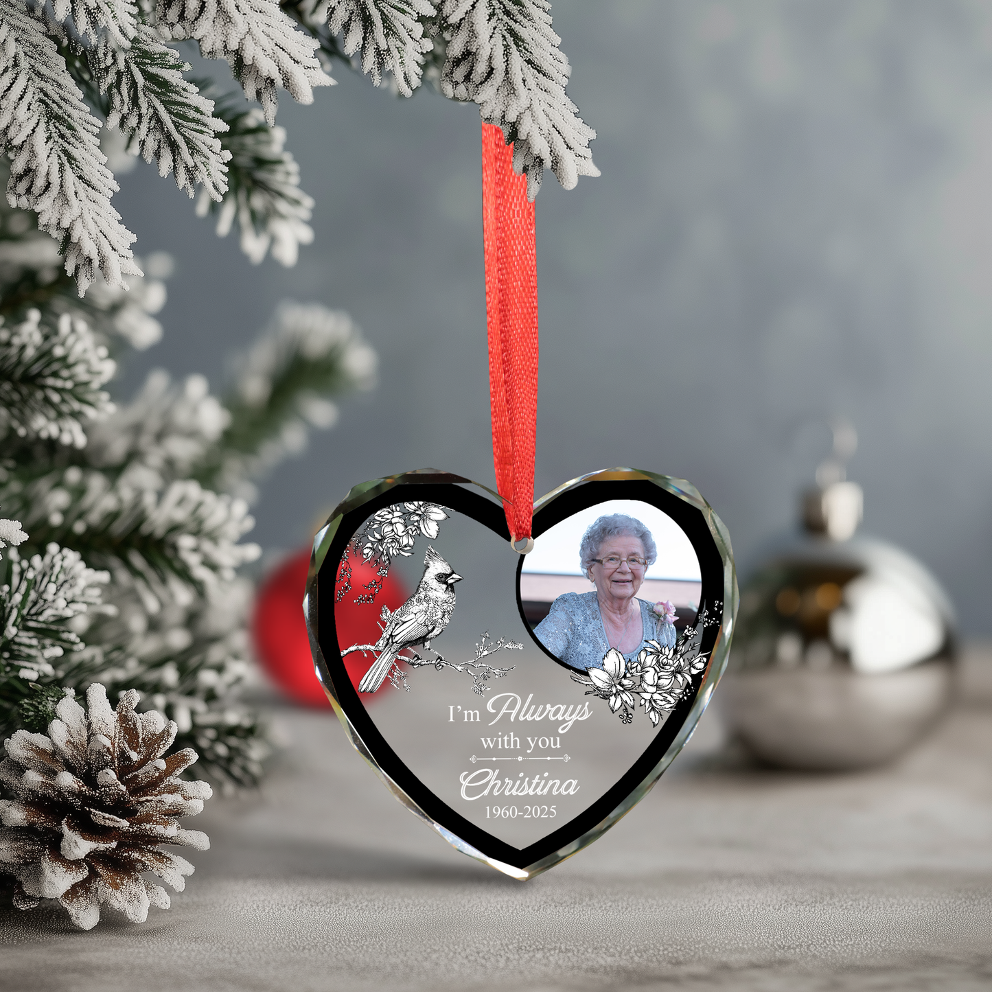 Cardinal I'm Always With You - Personalized Custom Glass Ornament